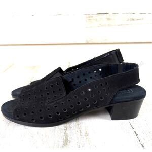 Munro Womens 8.5 Narrow Black Suede Mickee Sandals Cutout Slingback Comfort